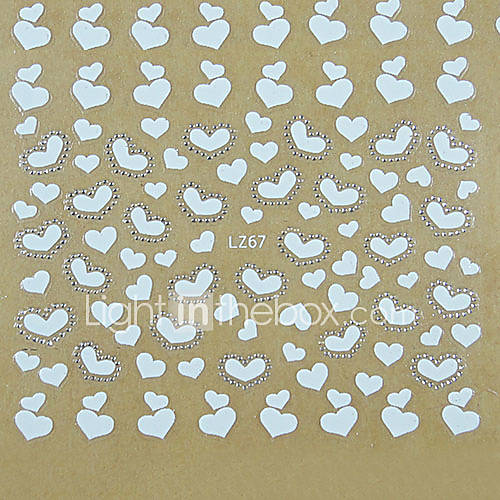 1PCS Shiny Bright Heart shaped ABS Nail Art Sticker with DIY Glitter Rhinestones Decoration