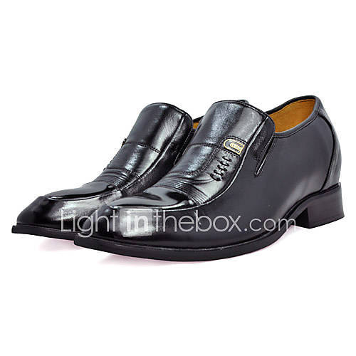 Mens Leather Wedge Heel Loafers Shoes