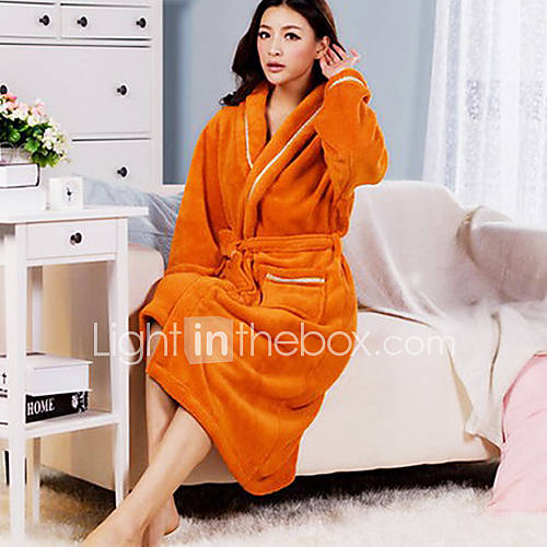 Bath Robe,High class Woman Yellow Solid Colour Garment Thicken