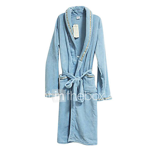 Bath Robe,High class Man Blue Solid Colour Garment Thicken