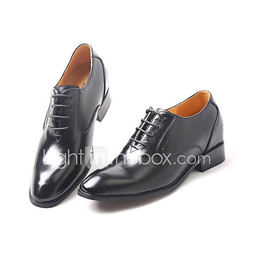 Mens Leather Wedge Heel Oxfords Shoes