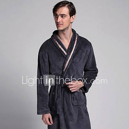 Bath Robe,High class Man Ferreus Solid Color Garment Thicken