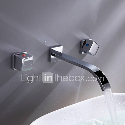 Widespread Contemporary Wall Mount Bathroom Sink Faucet (Chrome Finish)