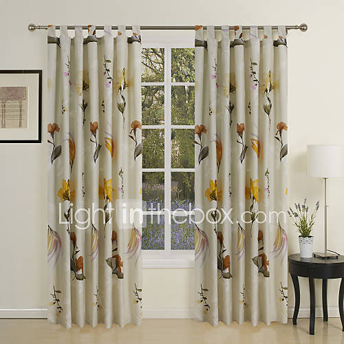 (One Pair) Country Floral Print Eco friendly Curtain