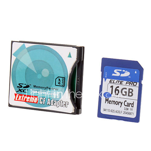 Hi speed Ultra SD Memory Card 16G with SD to CF Card Adapter