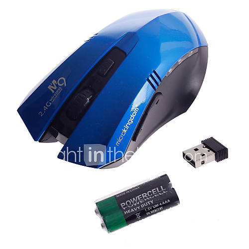 Microkingdom M9 Vogue Wireless 2.4G 1200dpi Optical Mouse w / Mini USB Receiver   Blue