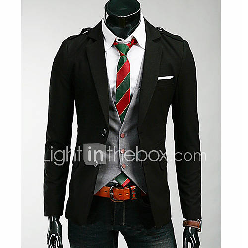 Mens Fashion Epaulette Decorated Two Single breasted Blazer Suit