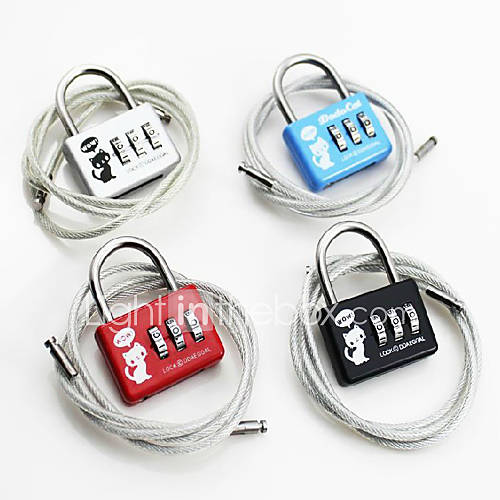 0.62M Steel Wire Kitten Pattern Combination Lock (Random Color)