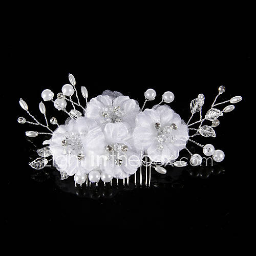 Fabric Hair Comb with RhinestonePearl Wedding Headpieces