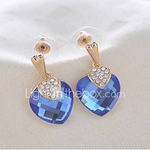 Elegant Alloy Gold Rhinestone Crystal Womens Earrings