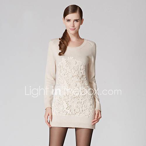 Womens Simple Round Neck Long Sleeve Casual Sweater