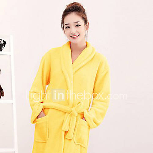 Bath Robe,High class Yellow Solid Colour Garment Thicken