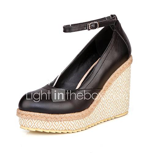 Faux Leather Wedge Heel Platform Heels Shoes(More Colors)