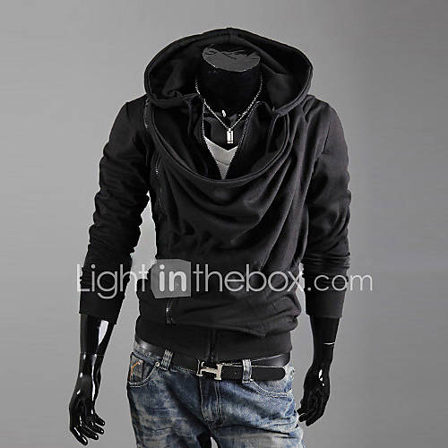 URUN Zipper Hooded Fashion Coat(Black)