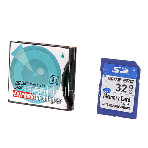 Hi speed Ultra SD Memory Card 32G with SD to CF Card Adapter