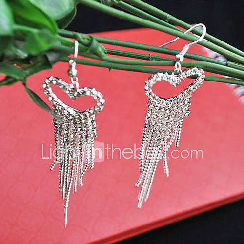 Womens Korean Fashion Gemmy Heart Hook With Tassels