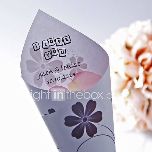 Personalized Chocolate Flower Pattern Paper Petal Cones   Set of 12