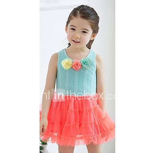 New Cute Kids Girls Vest Dresses Three Flowers Tutu Dress Casual Wear 2 Colors