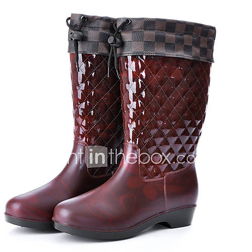Rubber Womens Flat Heel Rain Boot Mid Calf Boots(More Colors)