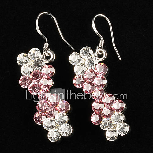 Elegant Alloy Silver Plated with Rhinestone Womens Earrings