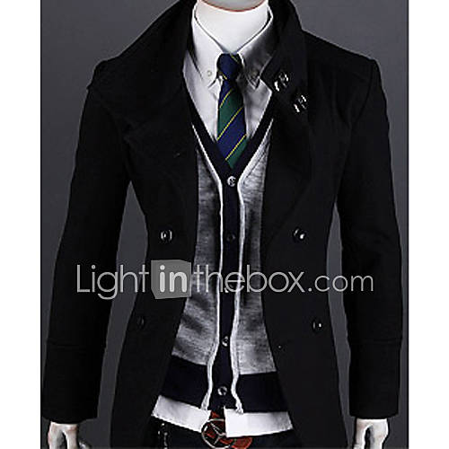 Mens Korean Style Double Breasted Trench Coat