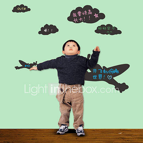 Blackboard Wall Sticker, Removable, Air Plane and Cloud