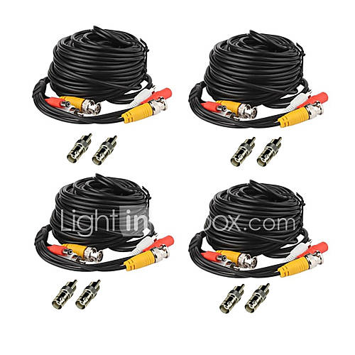 4 Pack 66ft(20M)Audio Video Power Cables Extension Wires Cords with Free BNC RCA Connectors
