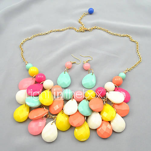 Womens Bubble Colorful EarringNecklace Set