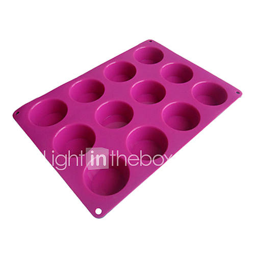 Twelve Holes Round Muffin Baking Tray, Silicone (Color Randoms)