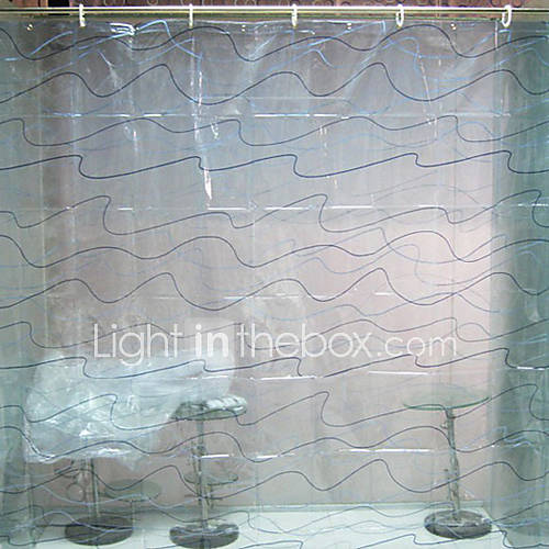 Shower Curtain Modern Blue Waviness Print Environmental W79 x L71