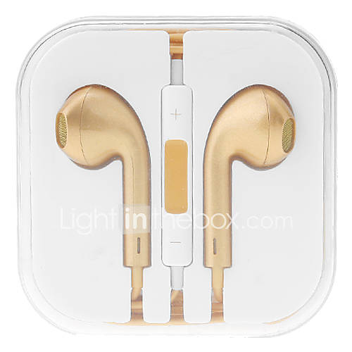 Gold 3.5mm Hi fi Stereo Music In ear Earphone for iPhone5