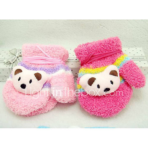 Childrens Candy Color Coral Fleece Gloves(Random Color)