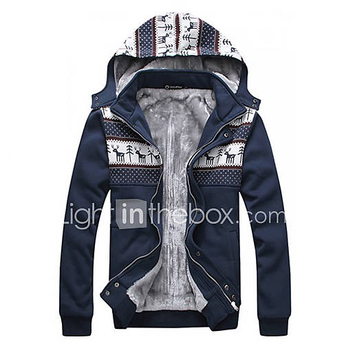 MenS Fasion Deer Stitching Movable Hat Warm Cardigan Outwear