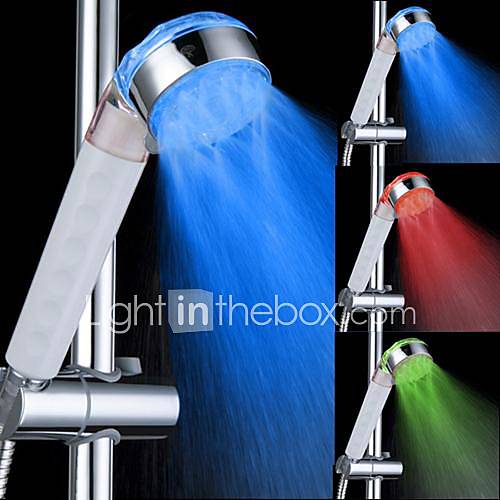3 Colors Transparent Temperature Controlled LED Light Top Spray Shower Head Bathroom Showerheads
