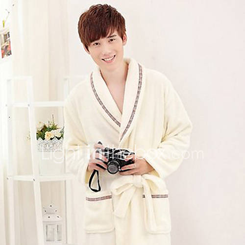 Bath Robe,High class Man Beige Solid Colour Garment Thicken