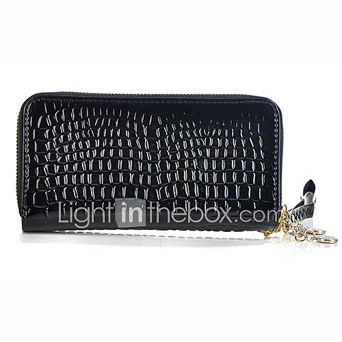 Western Patent Zipper Stone Pattern Clutch