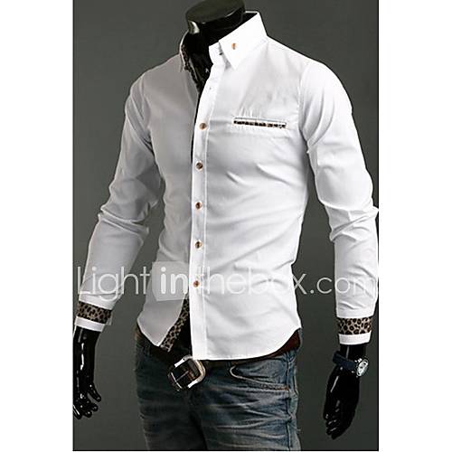 Mans White/Black Leapord Pattern Cotton Shirts