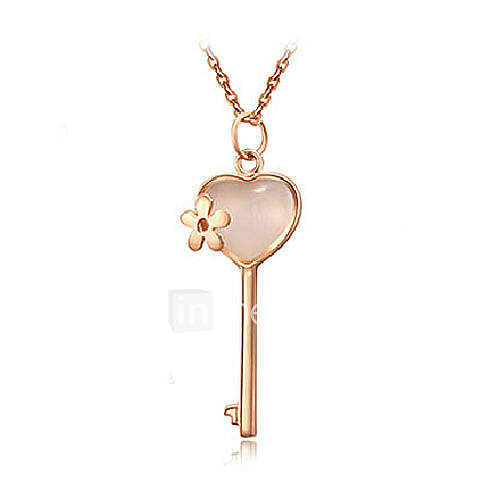 HoneyBaby Plated Rose Gold Heart Key Necklace