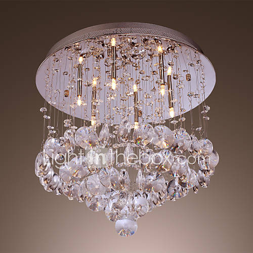 Modern Crystal Flush Mount with 6 Lights Stainless Steel Base