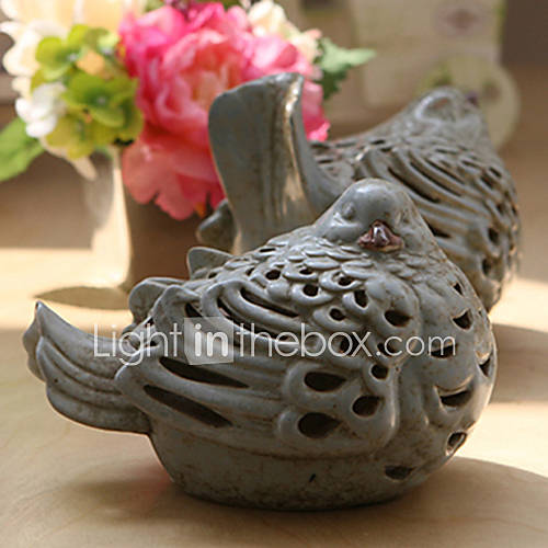 5Antique Style Hollow Out Chicken Type Ceramic Candle Holder