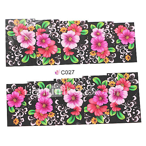 1x10PCS Rose Flower Pattern Water Transfer Print Nail Art Sticker Decal