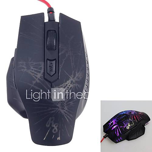 R8 1650 Commander Series Crack Light Luminescence USB 2.0 Wired Gaming Mouse