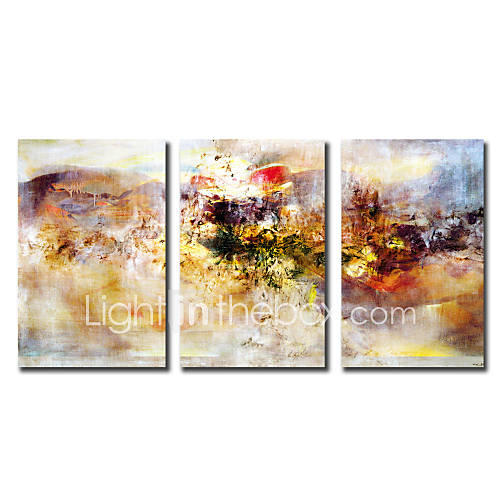 Hand Painted Oil Painting Abstract Crash with Stretched Frame Set of 3