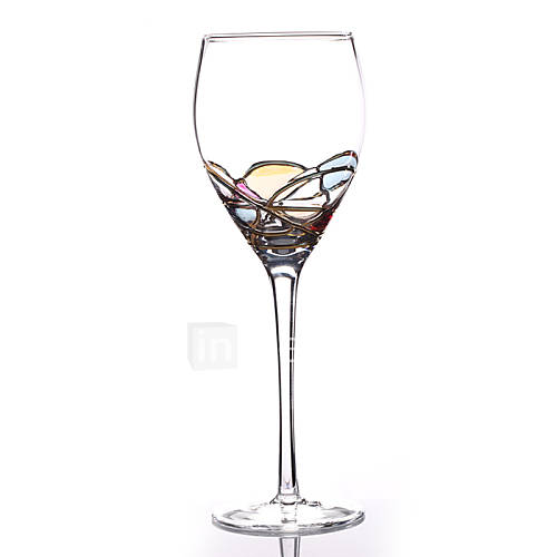 Colorful Floral Wine Glass, Glass 13oz