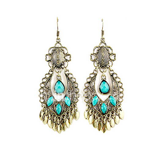 Kayshine Womens Blue Vintage Style Openwork Teardrop Earrings