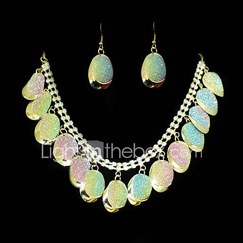 Beautiful Alloy Gold With Clear Rhinestone Womens Jewelry Set (Including Necklace,Earrings)