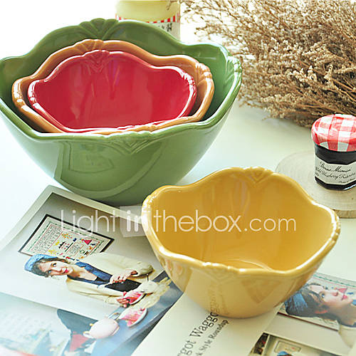 Porcelain Floral Shape Yellow Baking Bowl