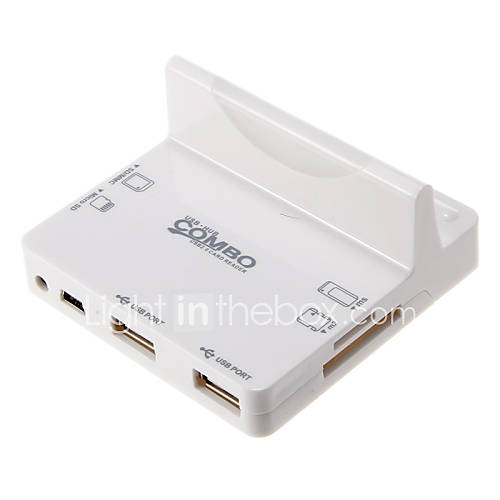 Multi Function Charge Dock for iPhone 5 with Memory Card Reader (White)