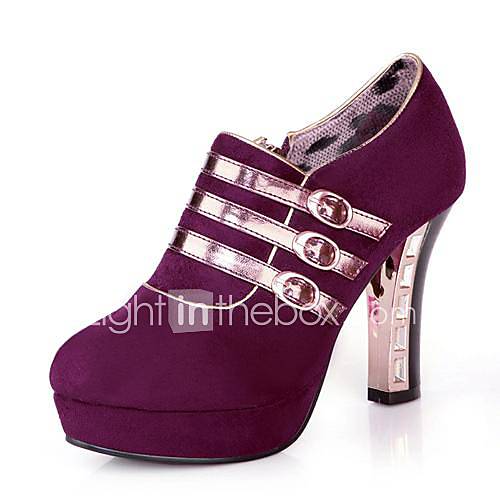 Suede Chunky Heel Heels with Buckle/Zipper Shoes(More Colors)