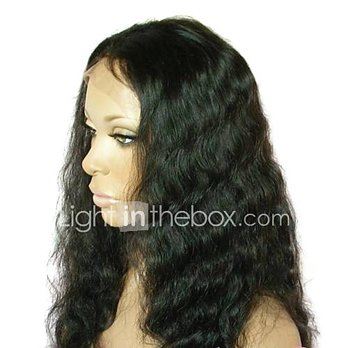 16inch Brazilian Remy Hair Full Lace Wig Wave Off Black(#1b)